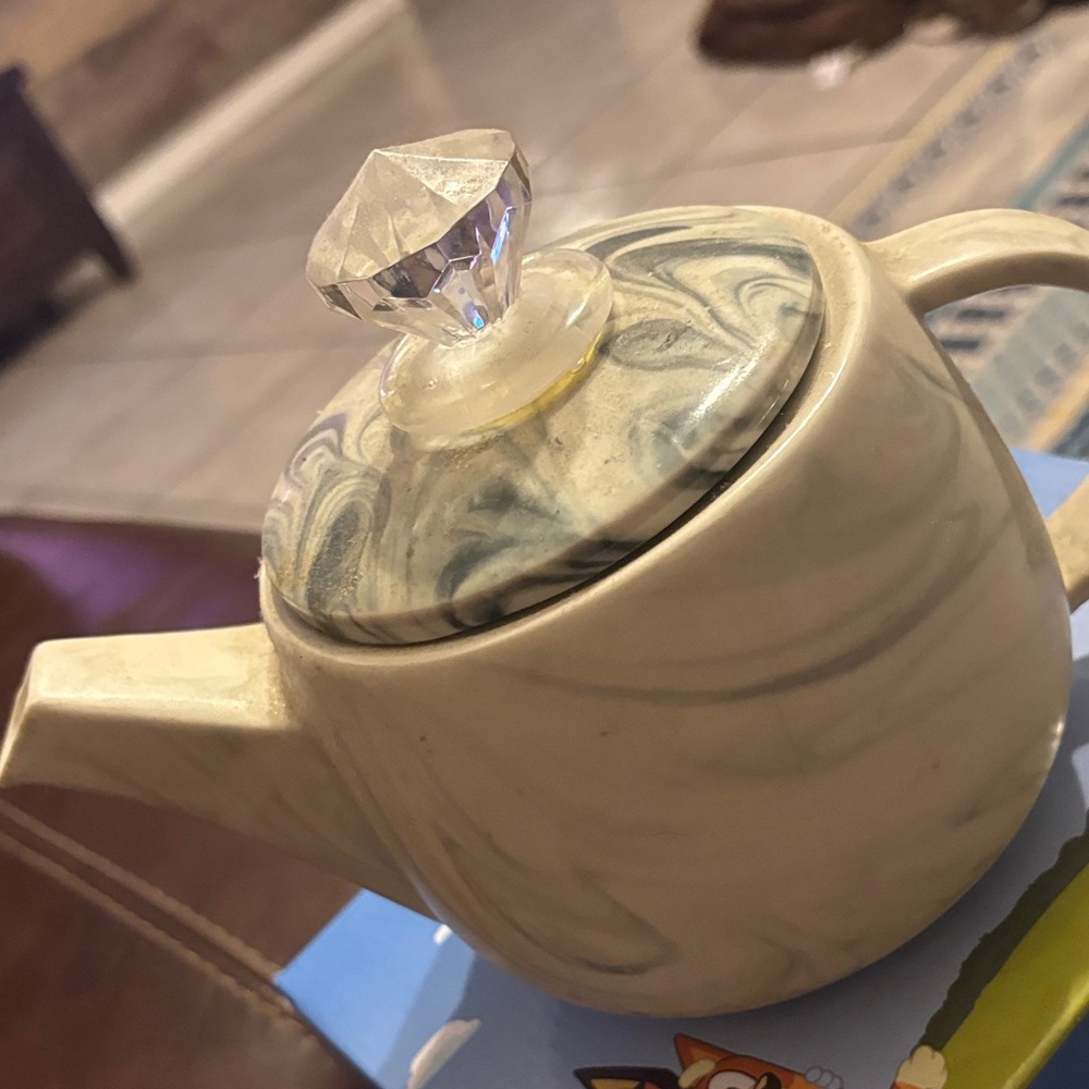 World Market Marbled Ceramic Teapot with Crystal Knob - Picture 4 of 5